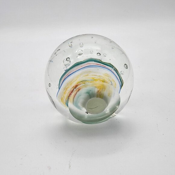 Ribbon Swirl Controlled Bubble Glass Paperweight - Picture 2 of 4